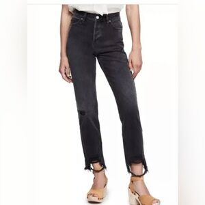 Free People Chewed Up Midrise Straight Jeans